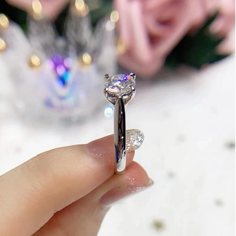 14 к кольцо из белого золота 6 5 мм 8 9 лабораторное муассанитное обручальное для