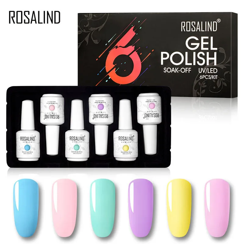ROSALIND набор гелей для ногтей Гель-лак для ногтей Набор 15 мл Полупостоянный Гибридный Vernis Soak Off дизайн ногтей все для маникюра Набор