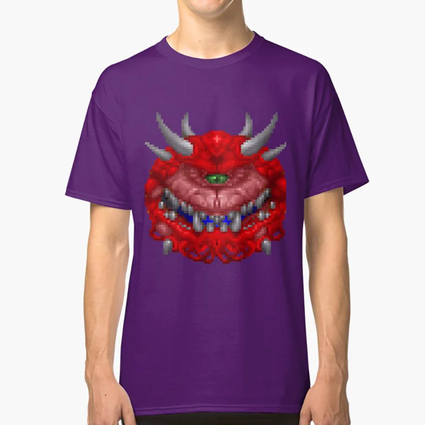 Фиолетовый DOOM Cacodemon 1993 шт. FPS футболка doom PC id gaming gamer hell 90s cacodemon - Цвет: Фиолетовый