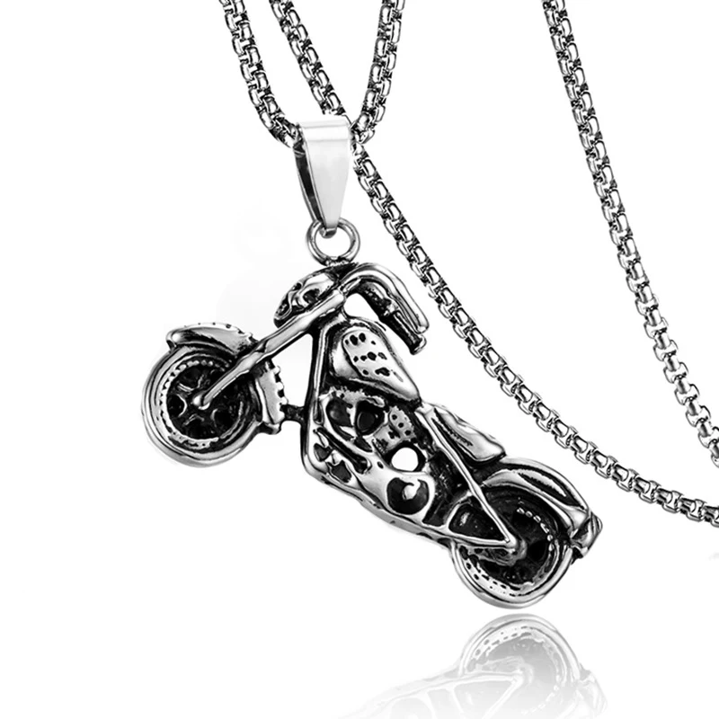 

New personality and creativity Vintage motorcycle skull locomotive fashion men's pendant necklace jewelry accessories wholesale