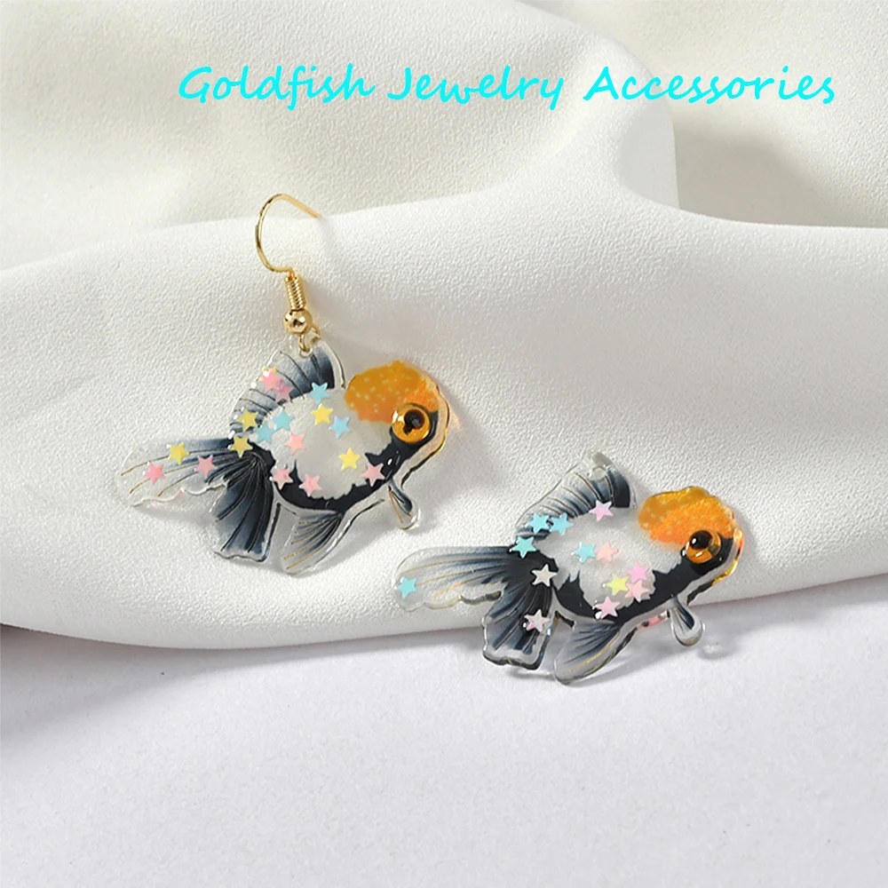 

10Pcs Sparkling Acrylic Resin Charm Cute Animal Goldfish Shape DIY Earrings Necklace Bracelet Accessories