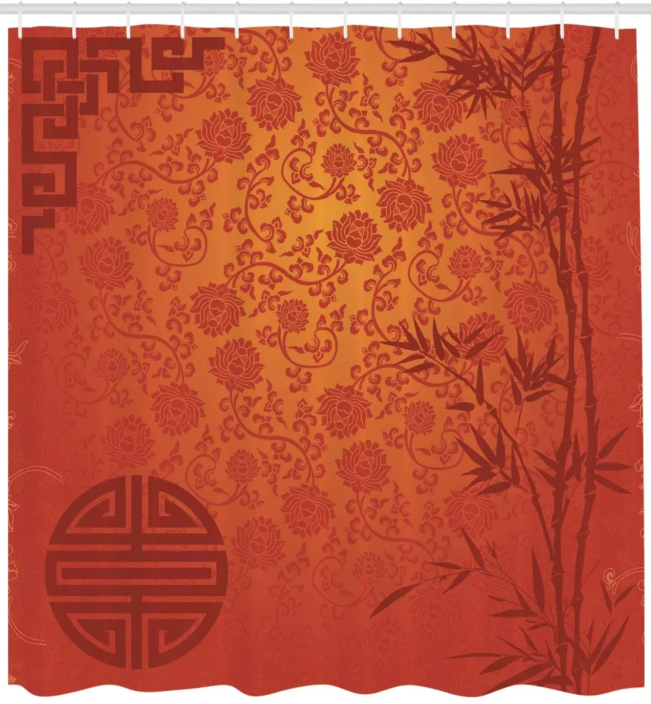 Азиатская занавеска для душа водонепроницаемая ванной бледно-оранжевая с
