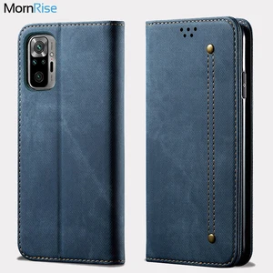 for xiaomi redmi note 10 pro wallet case magnetic book flip cover for xiomi redmi note 10 10s 10t denim leather bags card holder free global shipping
