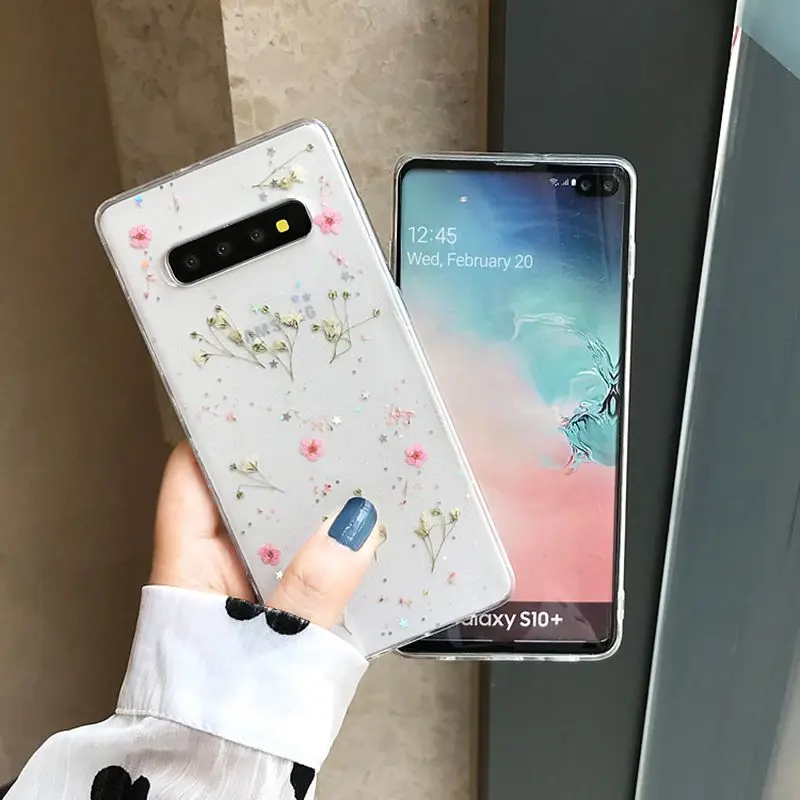 DCHZIUAN настоящая трава цветок чехол для телефона samsung Galaxy S9 Plus S10 Plus S10 S9 модный прозрачный мягкий силиконовый чехол