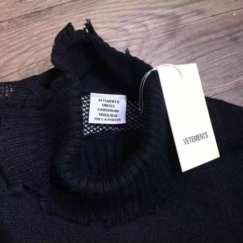 Свитер VETE мужской/женский/мужской вязаная водолазка с логотипом в готическом