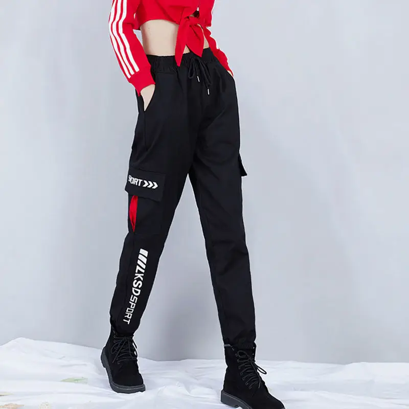 

Брюки-карго женские с завышенной талией, Модные свободные спортивные штаны в Корейском стиле, повседневная одежда, весна-осень 2022