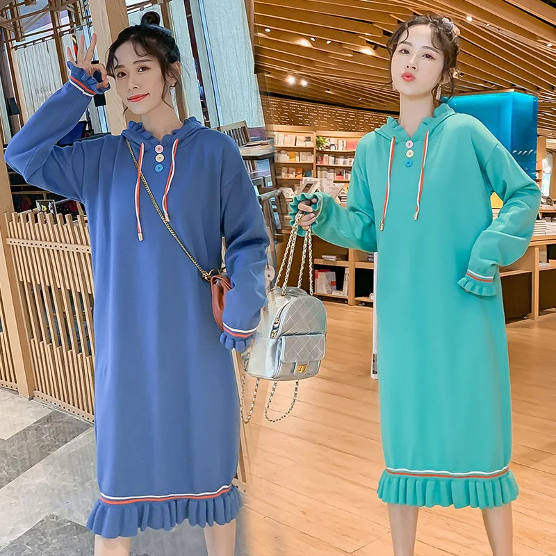 Одежда для беременных осенне-зимнее платье кормящих матерей Осенняя мода мам