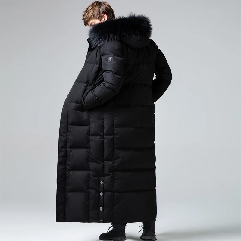 

winter wild Men's goose coat, raccoon coat, large warm coat