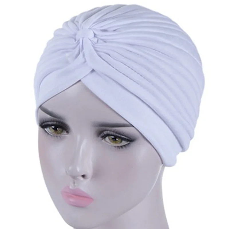 

2021 Bandanas Women Stretchy Turban Muslim Hat Headband Warp Female Chemo Hijab Knotted Indian Cap Adult Head Wrap for Women