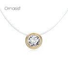 Женское колье на леске, с цирконом, золотого и серебряного цвета