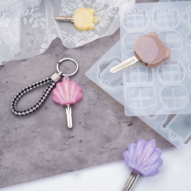 

Cat Bear Shell Shape Key Tag Resin Mold Key Covers Epoxy Resin Mold Tools X7YA