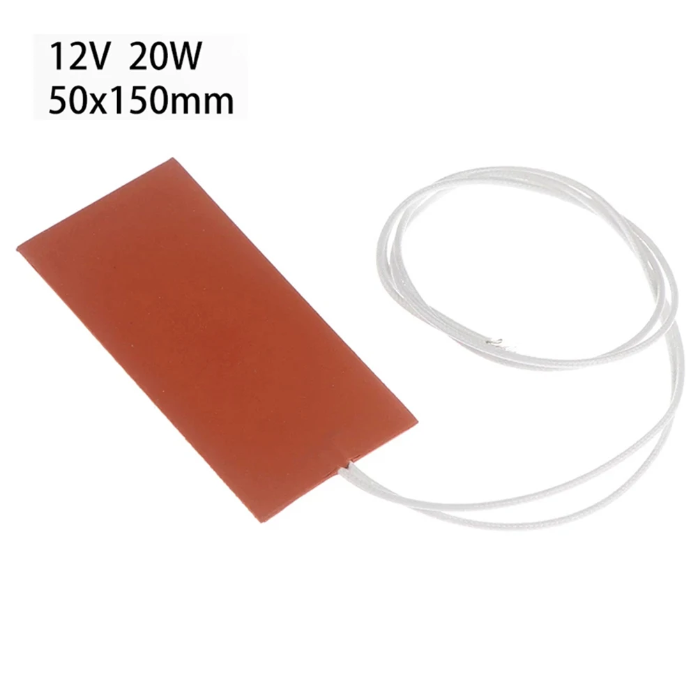 

2021 New Arrival Rubber Flexible Waterproof Silicon Heater Pad 12V DC 50x150mm 20W For 3D Printer Heater