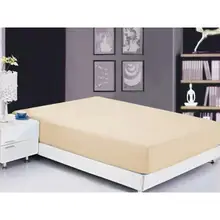 Простынь сатин на резинке кремовая (PRC R 02)|Комплекты постельного