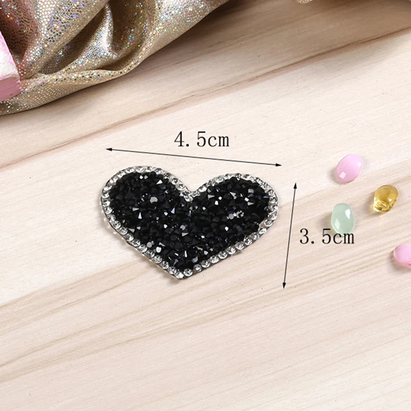 6 шт./лот черные термоклейкие нашивки со стразами в форме сердца|Заплатки| |