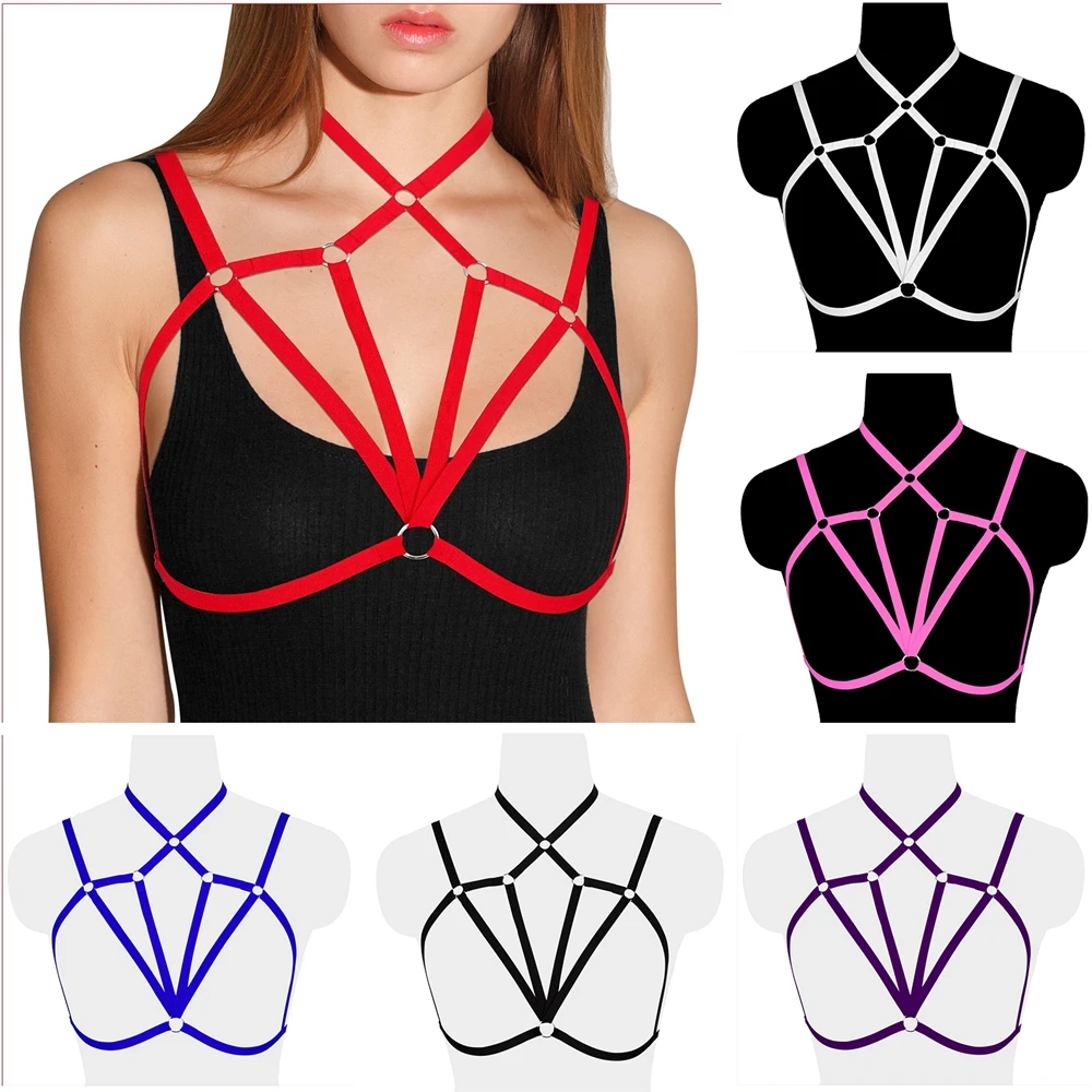 

Sexy Fetish Harness Rave Wear Erotic Body Cage Bra Gothic Suspenders Garter Belt Harajuku Women Chest Bondage Harness Lingerie