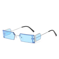 fashion half frame metal small rectangle sunglasses women vintage clear ocean lens eyewear men red blue sun glasses shades