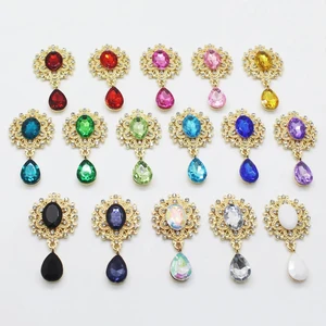 Металлический сплав 10 шт. 45*25 мм Комбинации Стразы падение висячая Пряжка, брошь, DIY ручной работы вечерние банкетные производства