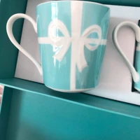 blue embossed rosette bone china mug and cup 350ml white porcelain coffee mugs wedding birthday present free shipping