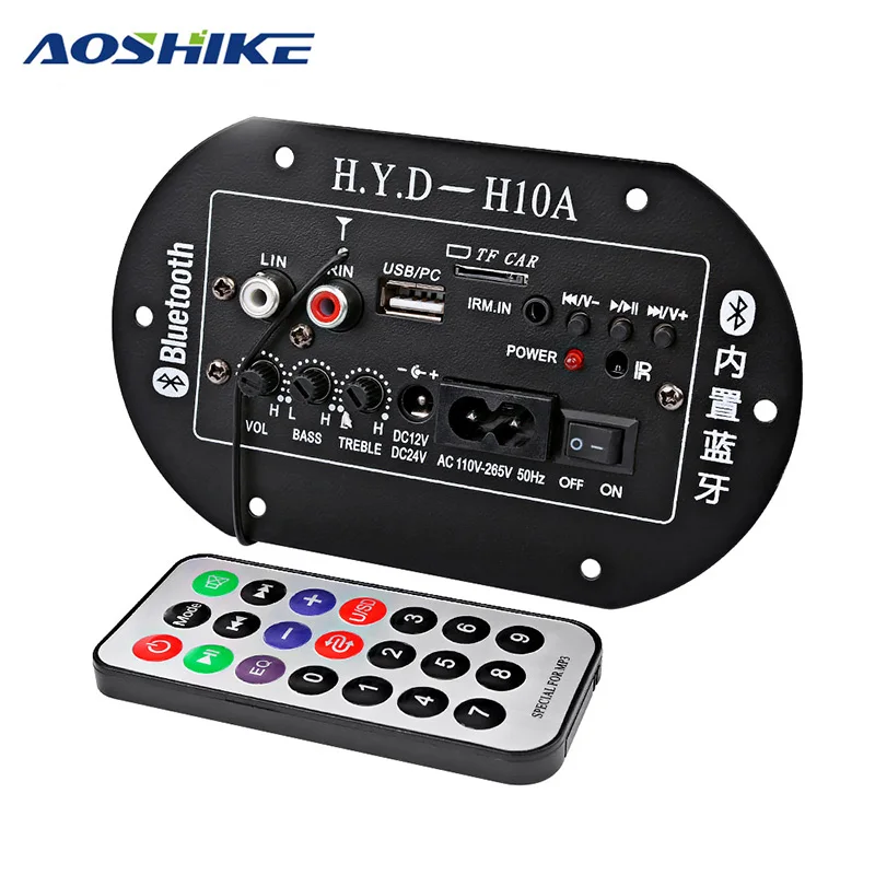 AOSHIKE усилители аудио Плата Amplificador сабвуфер усилитель плата Встроенный Bluetooth fm-радио 220 в 12 В 24 в цифровой IC трубки