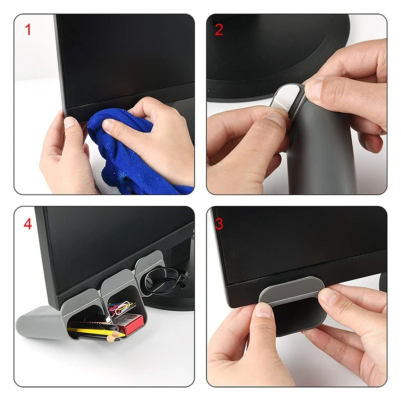 

Screen Pen Pencil Holder Desktop Accessories Storage Box Self-Adhesive Office Supplies Office Storage Rack 3 Pcs