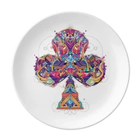 club playing cards geometric pattern dessert plate decorative porcelain 8 inch dinner home