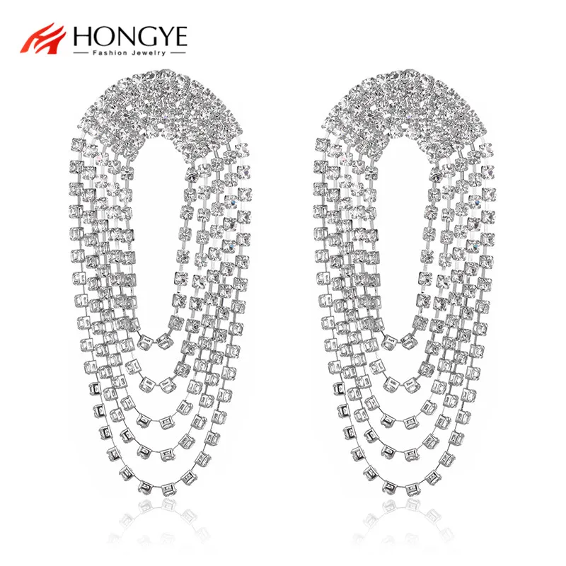 

Super Big Drop Earrings for Women Zircon Insert Multi Layered Brincos Fashion Ear Jewelry Exaggerated Long Dangling