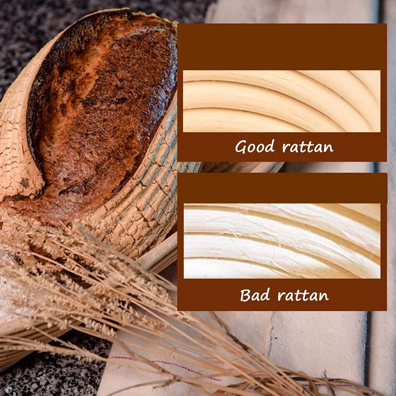 

Oval Bread Proofing Basket, Handmade Banneton Bread Proofing Basket Brotform with Bread Lame, Dough Scraper, Proofing Cloth Line