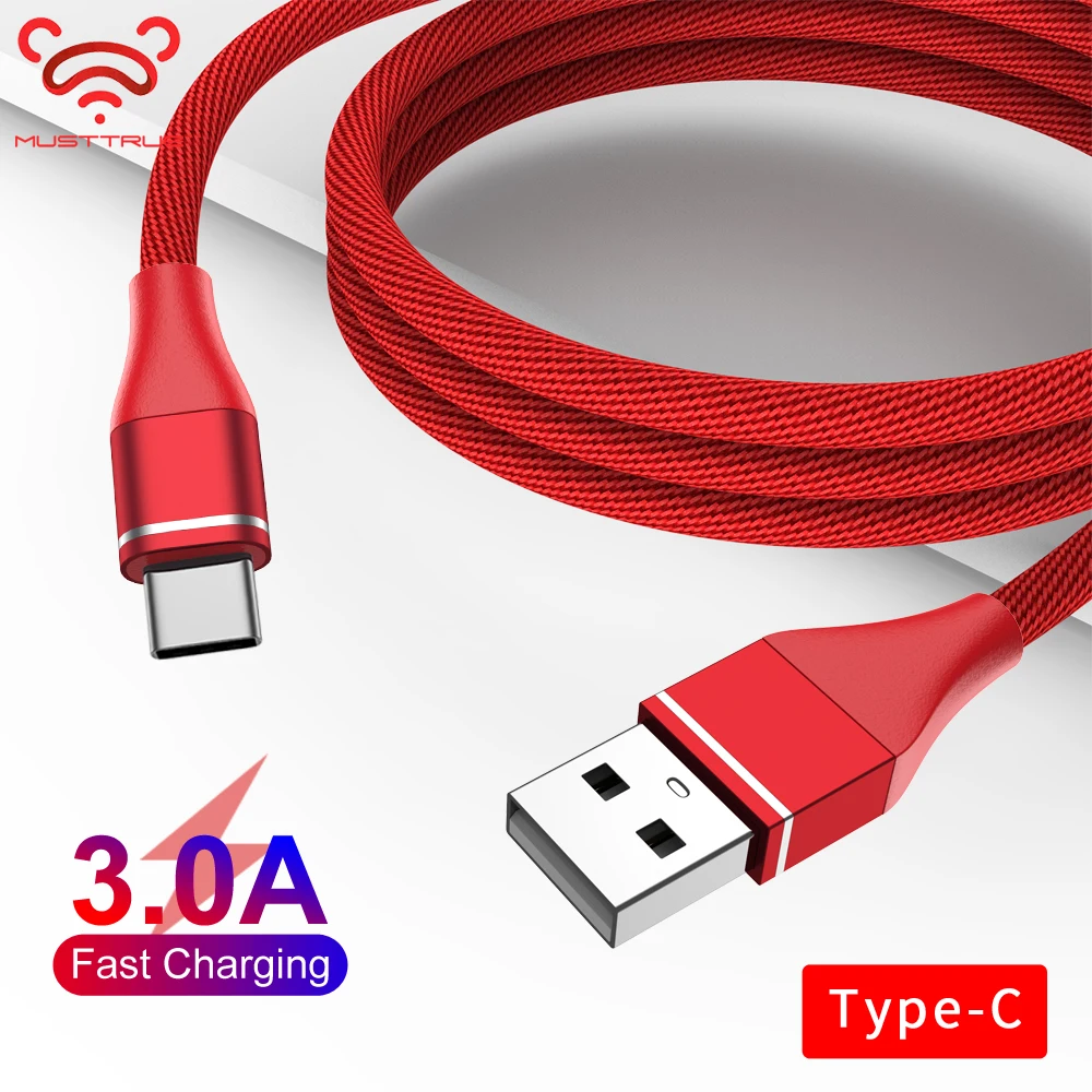 Кабель MUSTTRUE type C USB для huawei mate 30 pro redmi note 10 Android зарядный кабель телефона samsung A70 USBC