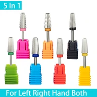 new 5 in 1 tapered carbide nail drill bits two way carbide bit drill accessories milling cutter for manicure left and right hand