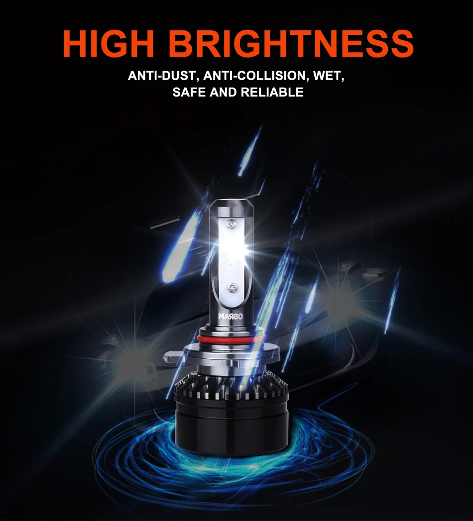 Лампа Ксеноновая OSRAM Luces Led H4 H7 светодиод Turbo H11 H16 9012 HIR2 Светодиодные Автомобильные фары 9005 HB4 HB3 9006 H8 лампы H4 H7 светодиодных фар для авто фары 6000K 1 пара