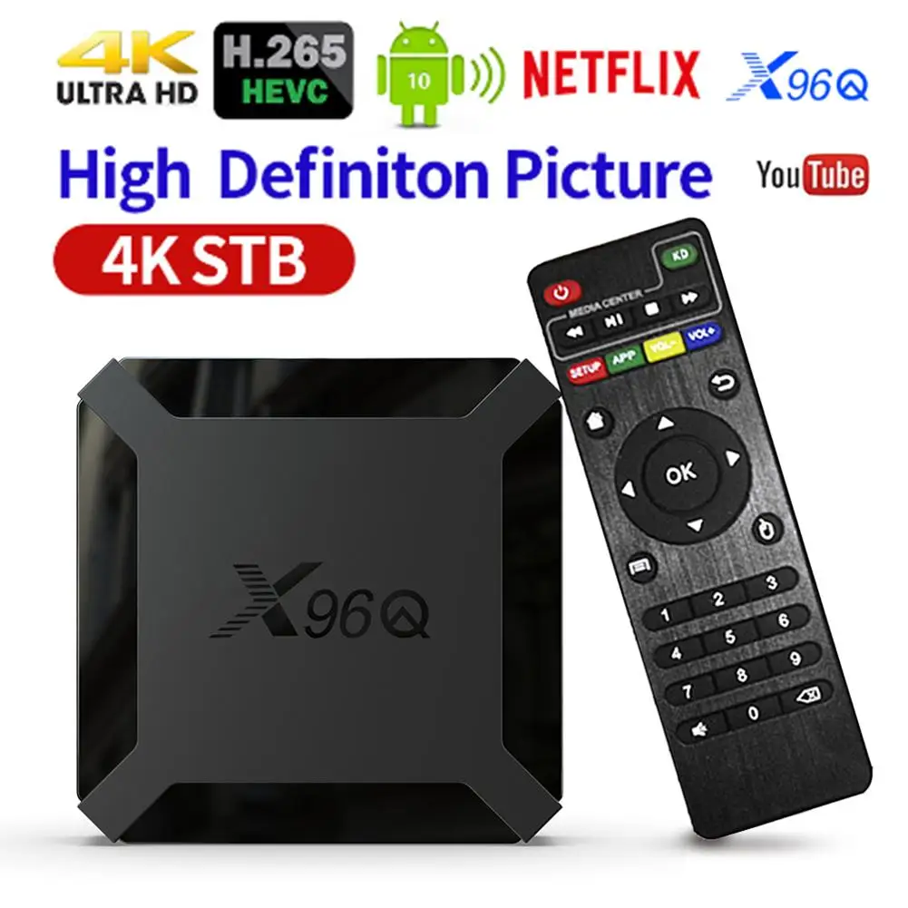 ТВ приставка Android 10 X96Q 4k HD 2.0A 2 4g Wi-Fi Allwinner H313 4 ядра Гб оперативной памяти 16