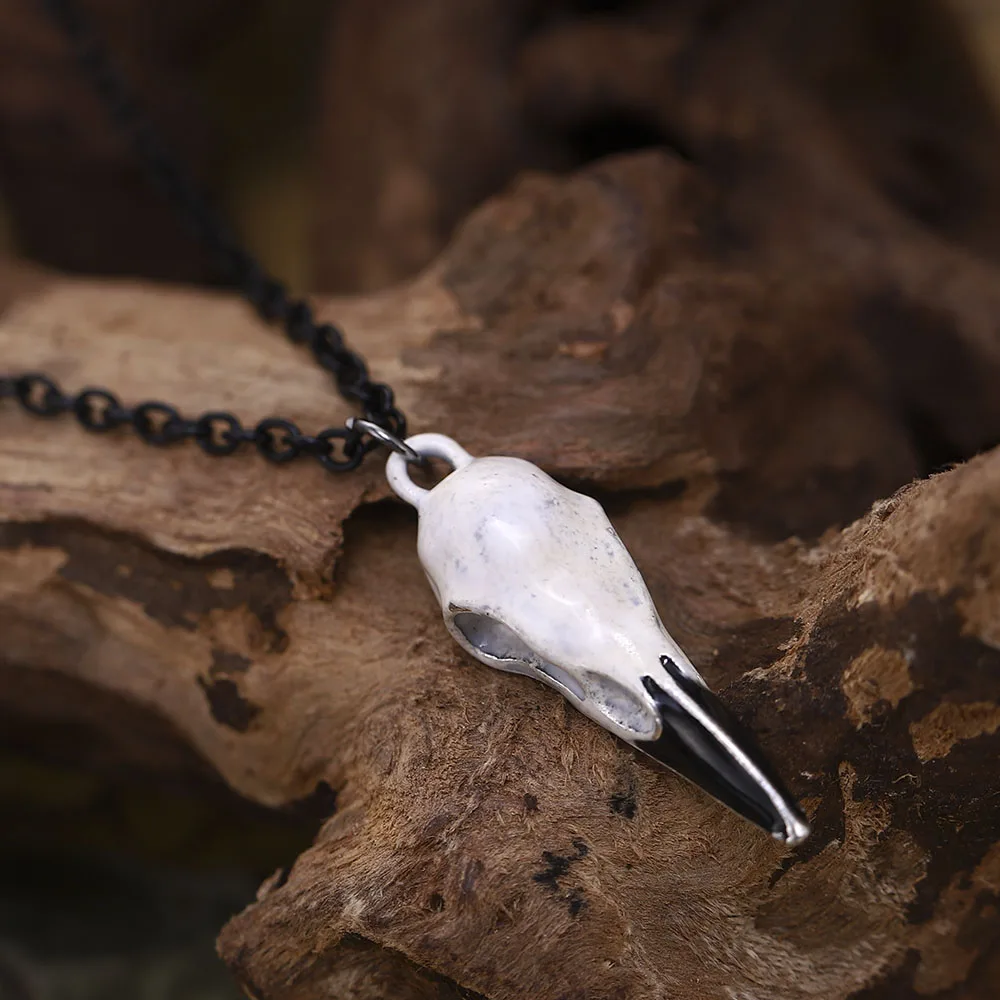 3D Ворон Череп Кулон Цепочки и ожерелья 2021 модные полимерные Реплика ворона