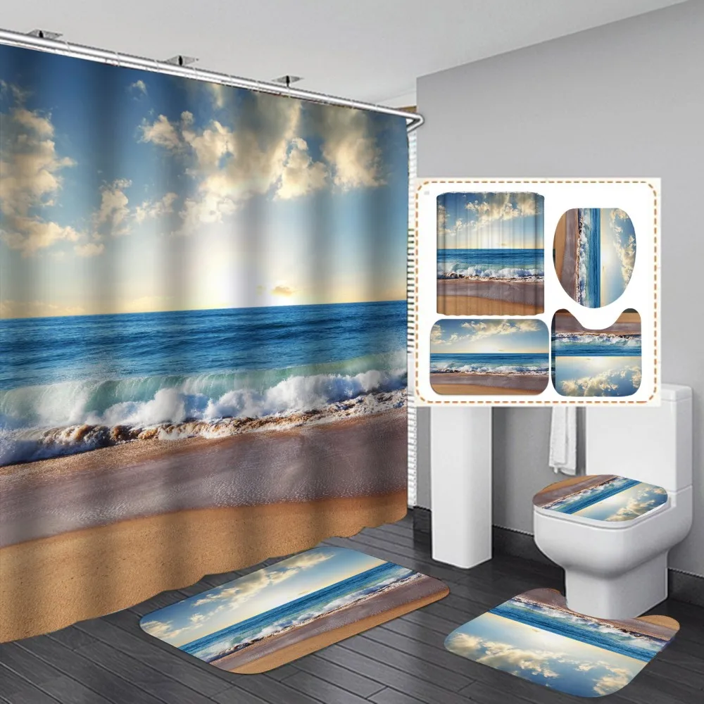 

Design Waves Shower Curtain Fashion Bathroom Curtain Frabic Waterprood Polyester Bath Curtain Cool Textiles With Hooks Drop Ship