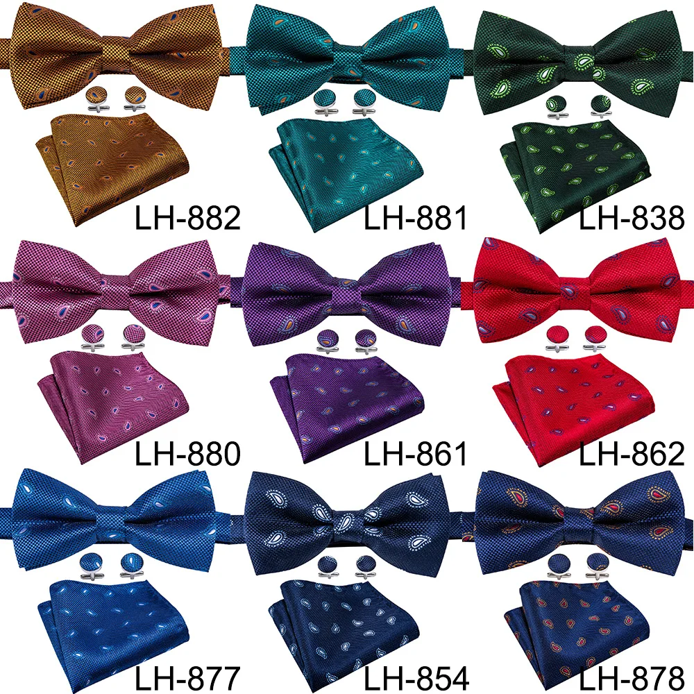 Новые темно-синие галстуки-бабочки для мужчин шелковые мужские цветные запонки с