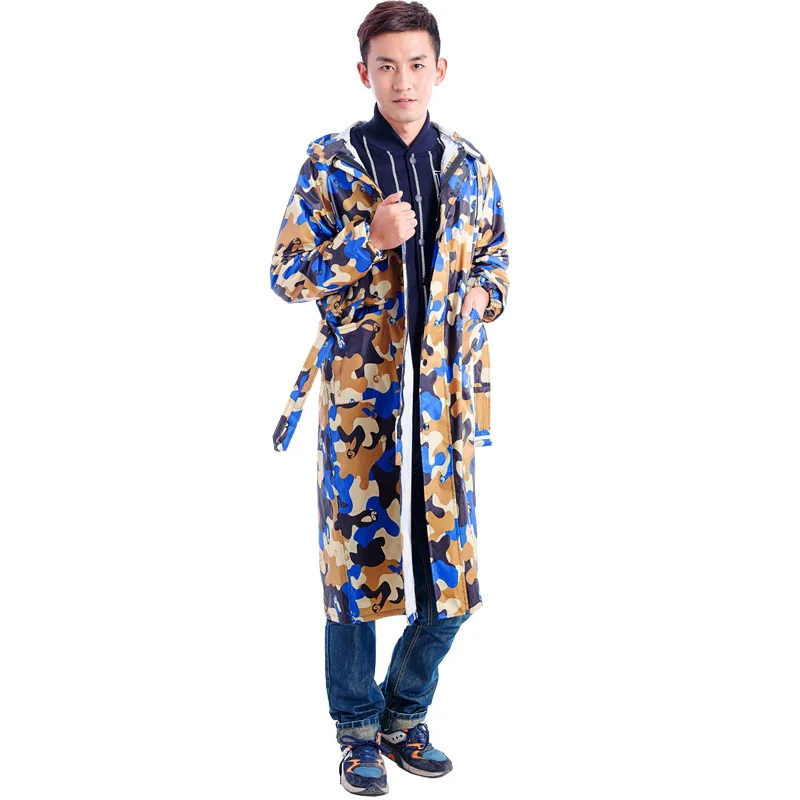 Длинный походный дождевик камуфляжный плащ для мужчин и женщин взрослый