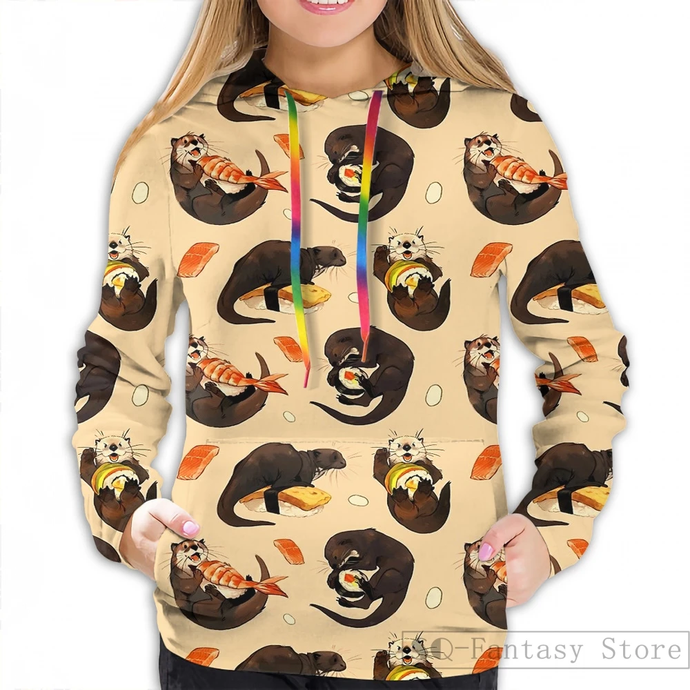 Женская Повседневная Толстовка с капюшоном и принтом суши |