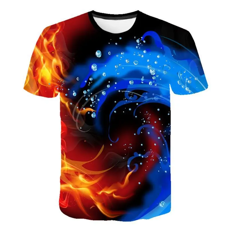 Футболка мужская с 3D принтом Красного пламени модная тенниска в стиле аниме
