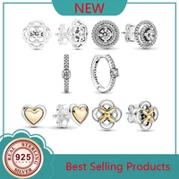 925 sterling silver pot earrings sparkling love flower earrings female wedding party gift fashion jewelryhigh quality