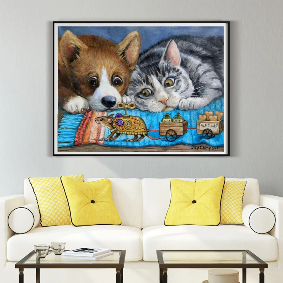 Масляная краска AZQSD для раскрашивания по номерам акриловая холст животные ручная