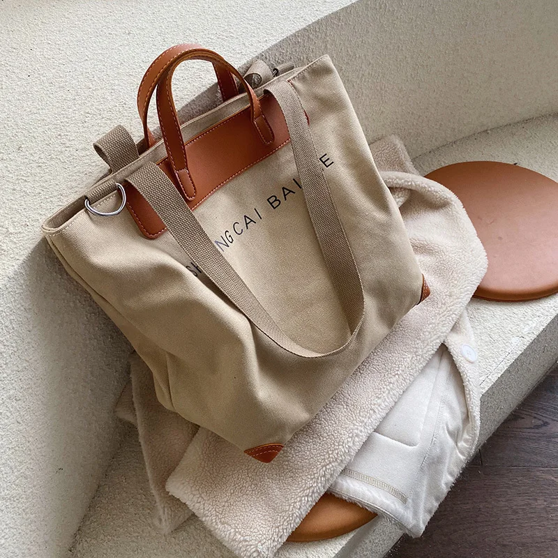 

Casual Canvas Crossbody Bags For Women Handbags Designer Letters Female Large Capacity Tote PU Patchwork Shoulder Messenger Bag