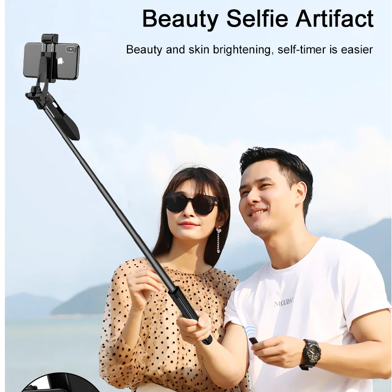 Беспроводная селфи-палка 3 в 1 штатив bluetooth раздвижной монопод с подсветкой для