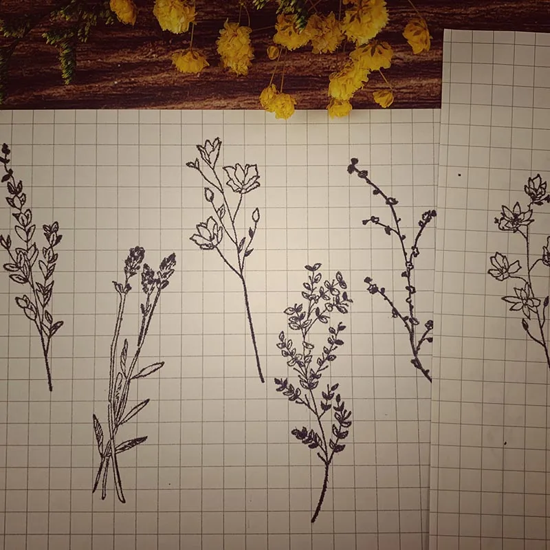 Деревянные и резиновые штампы комплект Винтаж дерево цветок поделки резиновая