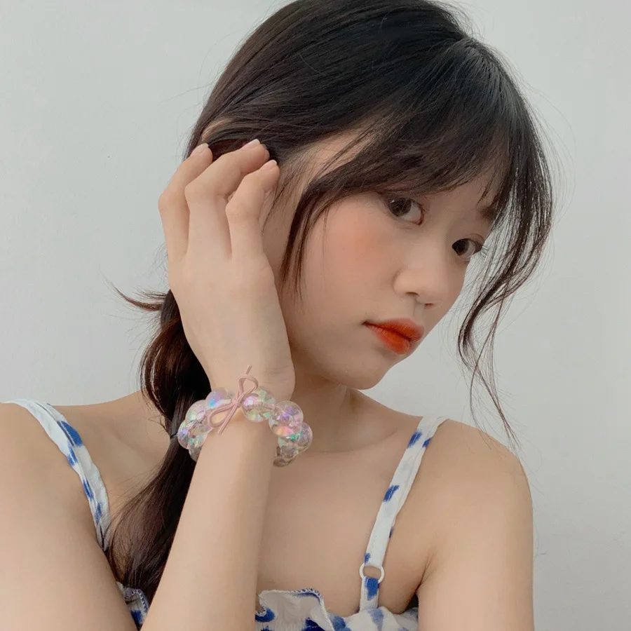 

2020 New Laser Bead Hair Tie Ins Super Fairy Handmade Beaded Hair Tie Hair Accessories