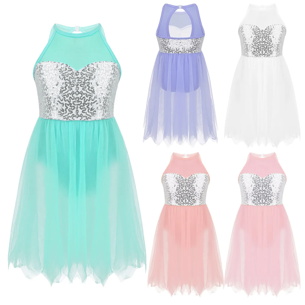 ChicTry/Детское трико без рукавов с блестками для гимнастики Сетчатое платье пачка