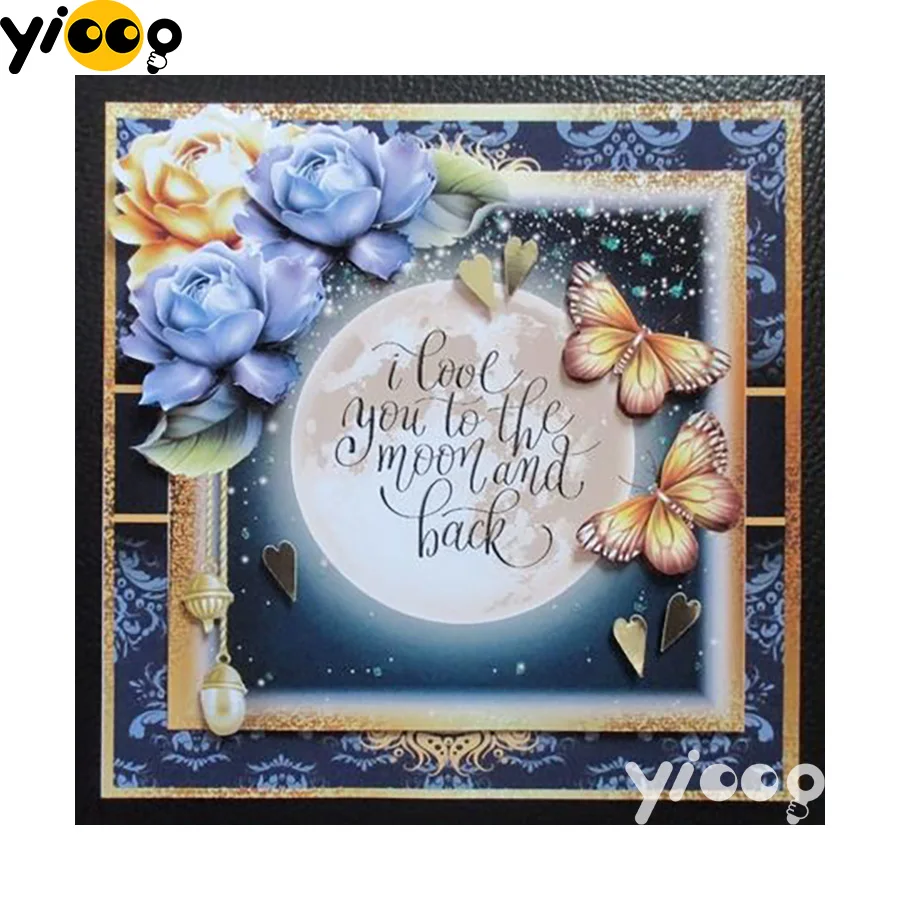 5D алмазная живопись вышивка крестиком квадратная своими руками I love you back to the moon