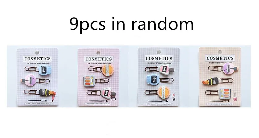9pcs in random Новинка, 9 шт./лот, креативные, кавайные, кошачьи, животные, металлический зажим для бумаги, силиконовая Закладка, декоративный файл, для документов, памятки, зажимы, школьные канцелярские принадлежности - Цвет: 9pcs in random