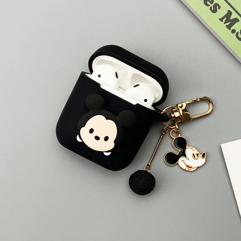 Mickey Милый брелок Микки Маус мультяшный чехол для Airpods Bluetooth беспроводной защитный чехол для AirPods силиконовый чехол для зарядки - Цвет: Mickey