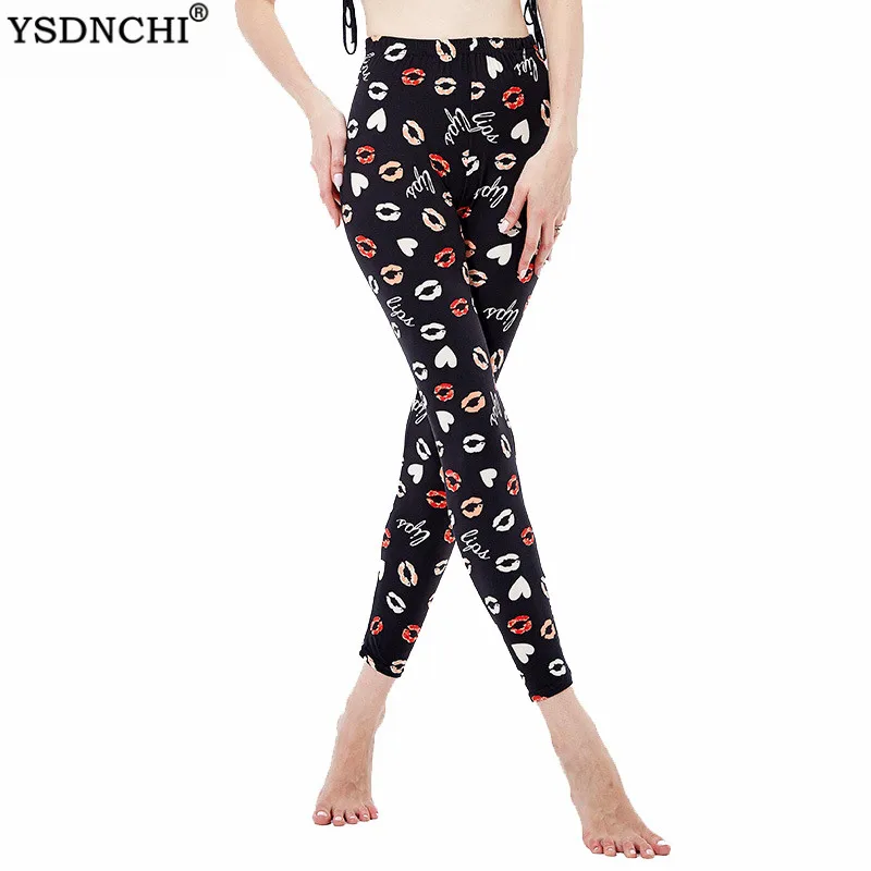 

YSDNCHI женские леггинсы для фитнеса с рисунком губ леггинсы для тренировок с эффектом пуш-ап женские леггинсы из полиэстера до щиколотки спор...
