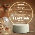 Подарок для мамы, 3D ночные светильники с гравировкой, акриловый ночник с USB, подарок для матери на день рождения, Рождество от дочери, сына, круглый светильник