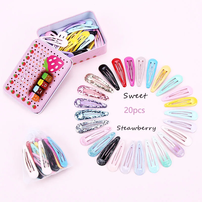 

Korean Style 20Pcs/Set Solid Candy Color Hair Clips Dripping Hairpin 5cm Barrette Headdress Box Hairclip Girls Hair Accessories